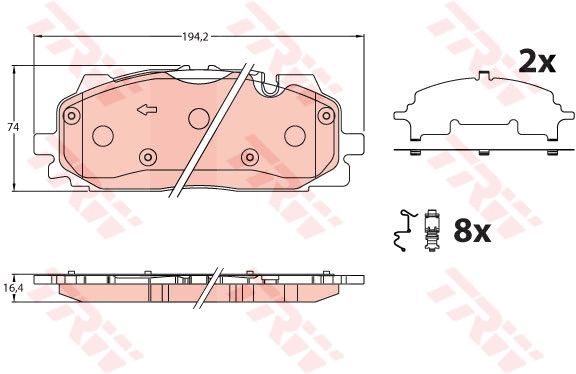 Комплект гальмівних накладок, дискове гальмо TRW GDB2190