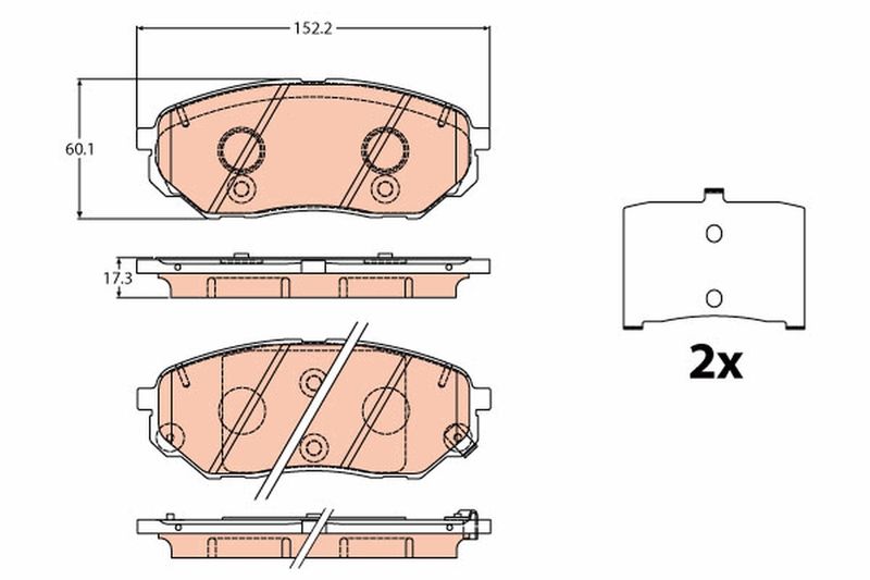 Комплект гальмівних накладок, дискове гальмо TRW GDB2195