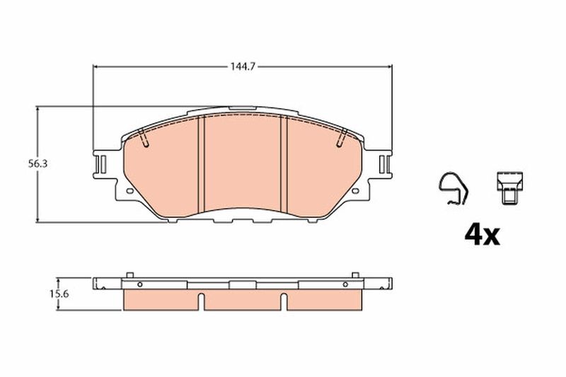 Комплект гальмівних накладок, дискове гальмо TRW GDB2196