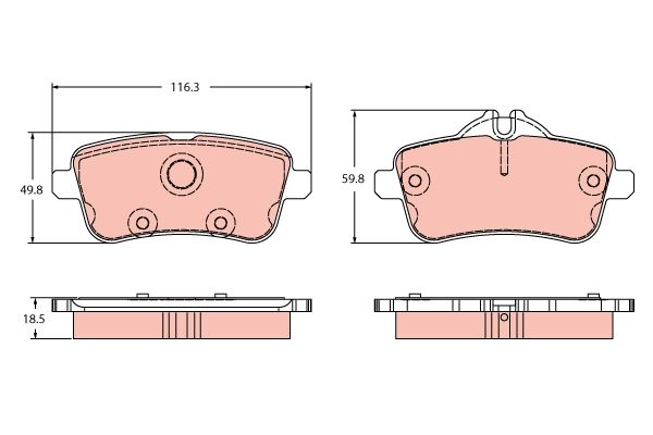 Комплект гальмівних накладок, дискове гальмо TRW GDB2391