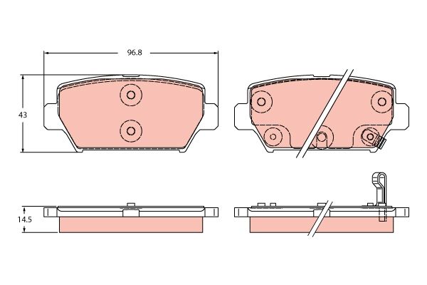 Комплект гальмівних накладок, дискове гальмо TRW GDB2435