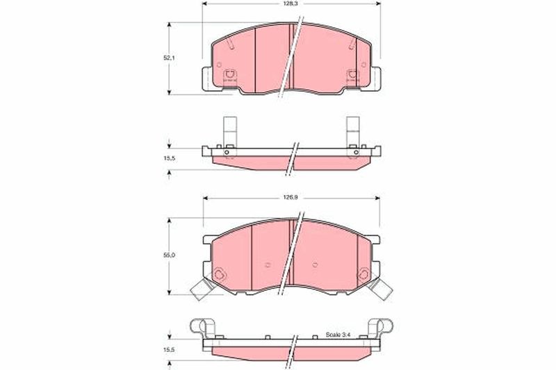 Комплект гальмівних накладок, дискове гальмо TRW GDB3157