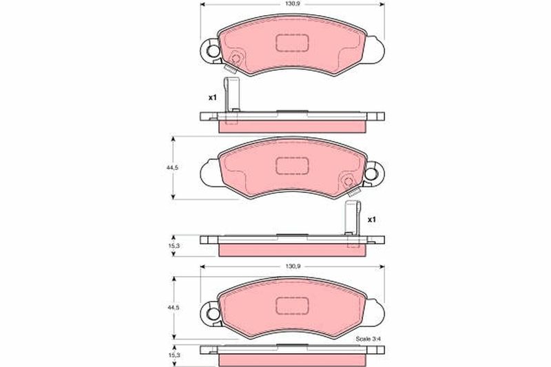 Комплект гальмівних накладок, дискове гальмо TRW GDB3215