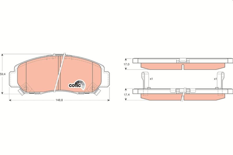 Комплект гальмівних накладок, дискове гальмо TRW GDB3268