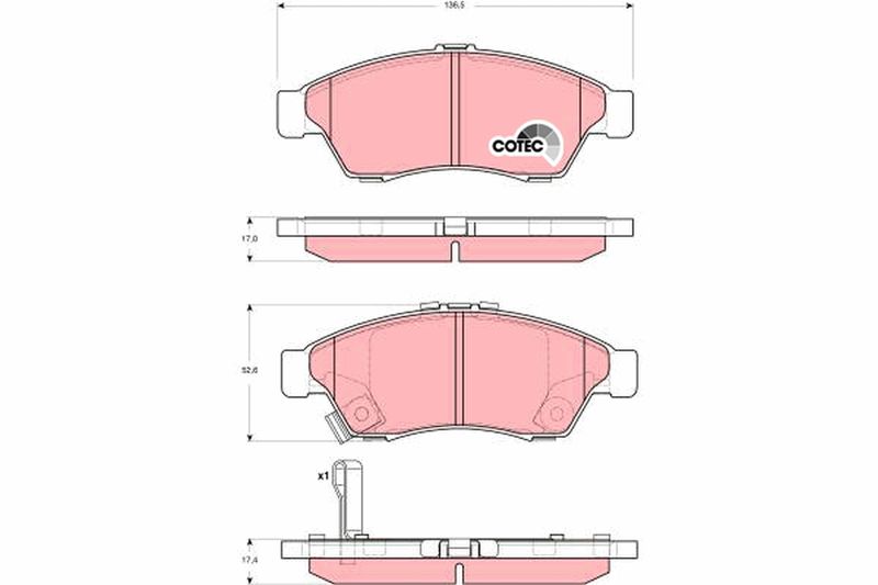 Комплект гальмівних накладок, дискове гальмо TRW GDB3290