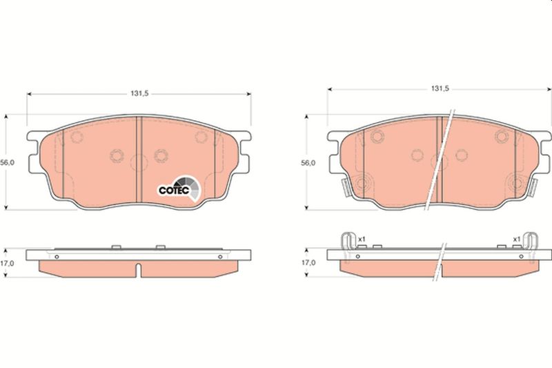 Комплект гальмівних накладок, дискове гальмо TRW GDB3309