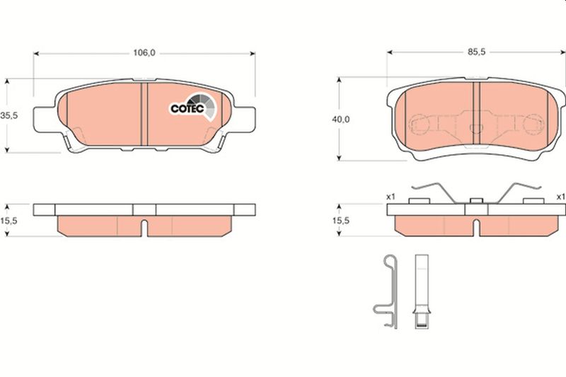 Комплект гальмівних накладок, дискове гальмо TRW GDB3341