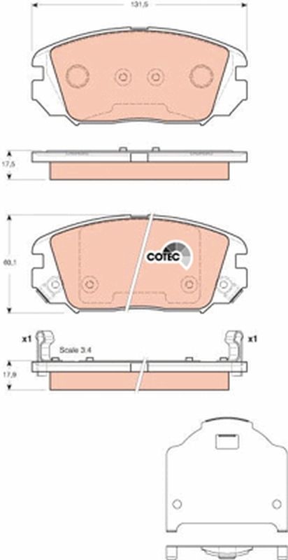 Brake Pad Set, disc brake TRW GDB3409