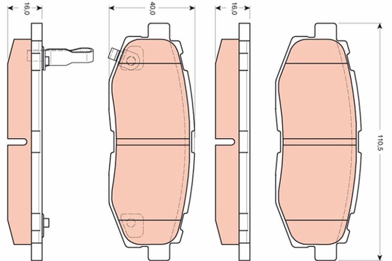 Комплект гальмівних накладок, дискове гальмо TRW GDB3442