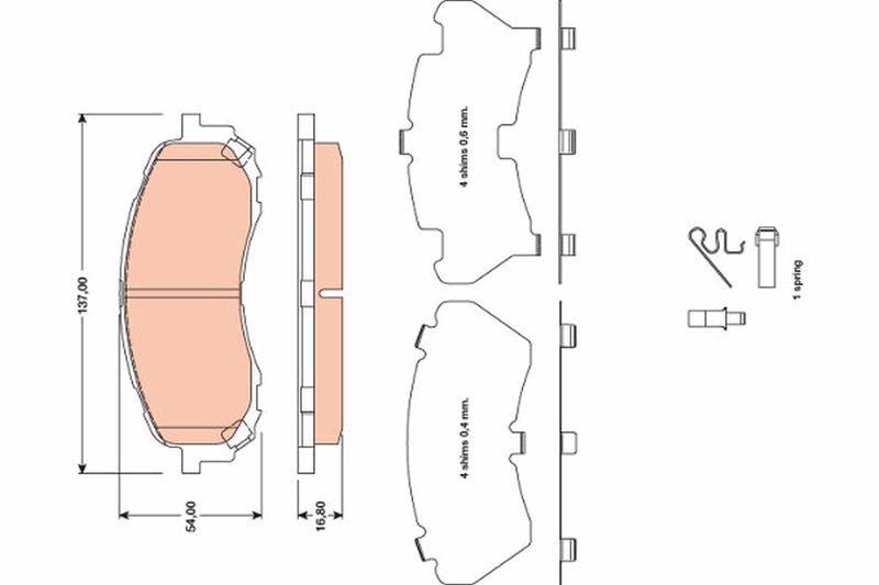 Комплект гальмівних накладок, дискове гальмо TRW GDB3469