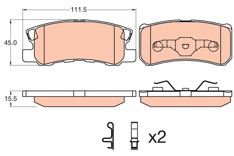 Комплект гальмівних накладок, дискове гальмо TRW GDB3595