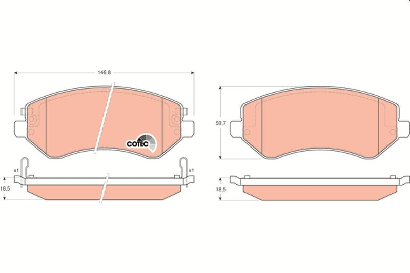 Комплект гальмівних накладок, дискове гальмо TRW GDB4126