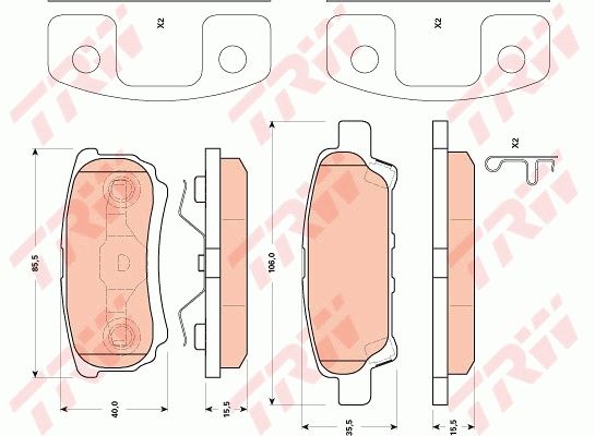 Комплект гальмівних накладок, дискове гальмо TRW GDB4143