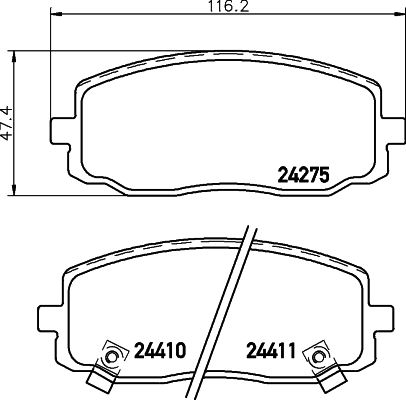 Комплект гальмівних накладок, дискове гальмо HELLA 8DB 355 006-571