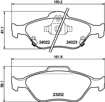 Комплект гальмівних накладок, дискове гальмо HELLA 8DB 355 006-721