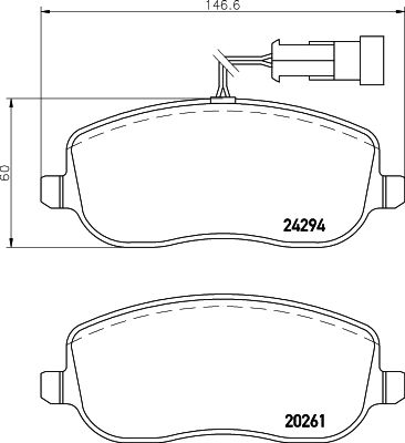 Комплект гальмівних накладок, дискове гальмо HELLA 8DB 355 006-761