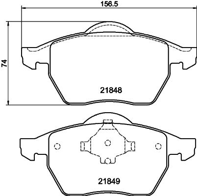 Комплект гальмівних накладок, дискове гальмо HELLA 8DB 355 008-001