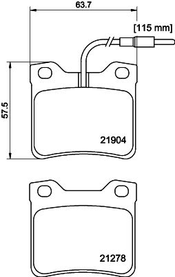 Комплект гальмівних накладок, дискове гальмо HELLA 8DB 355 008-171