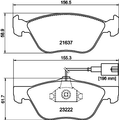 Комплект гальмівних накладок, дискове гальмо HELLA 8DB 355 008-611