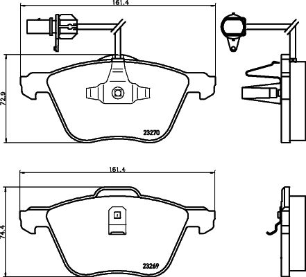 Комплект гальмівних накладок, дискове гальмо HELLA 8DB 355 008-921