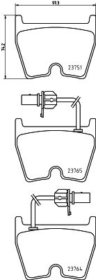 Stabdžių trinkelių rinkinys, diskinis stabdys HELLA 8DB 355 009-191