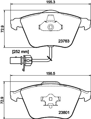 Комплект гальмівних накладок, дискове гальмо HELLA 8DB 355 009-201