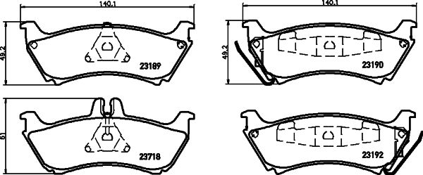 Комплект гальмівних накладок, дискове гальмо HELLA 8DB 355 009-241