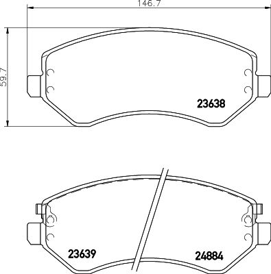 Комплект гальмівних накладок, дискове гальмо HELLA 8DB 355 010-051