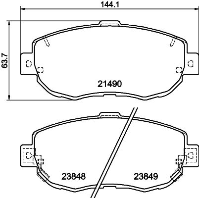 Комплект гальмівних накладок, дискове гальмо HELLA 8DB 355 010-151