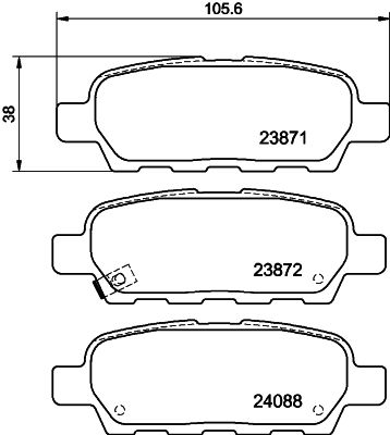 Комплект гальмівних накладок, дискове гальмо HELLA 8DB 355 010-241