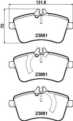 Комплект гальмівних накладок, дискове гальмо HELLA 8DB 355 010-331