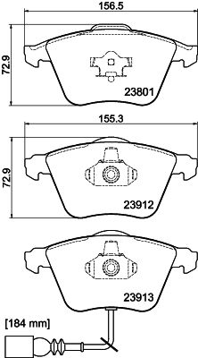 Комплект гальмівних накладок, дискове гальмо HELLA 8DB 355 010-351