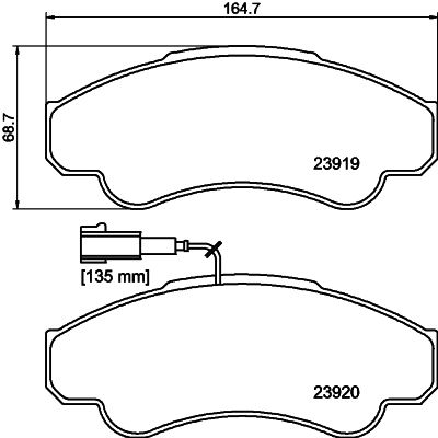 Комплект гальмівних накладок, дискове гальмо HELLA 8DB 355 010-401