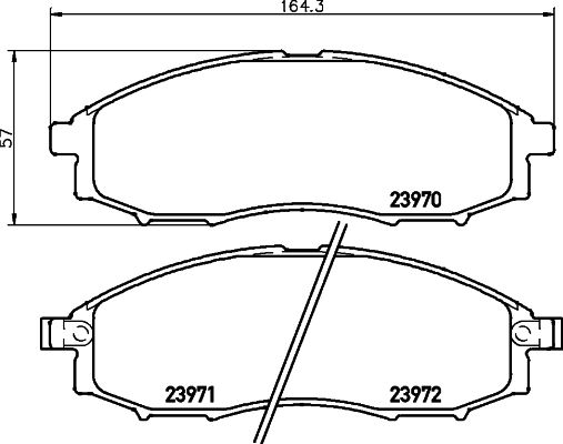 Комплект гальмівних накладок, дискове гальмо HELLA 8DB 355 010-671