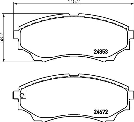 Комплект гальмівних накладок, дискове гальмо HELLA 8DB 355 012-381