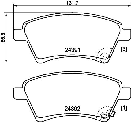 Комплект гальмівних накладок, дискове гальмо HELLA 8DB 355 012-511