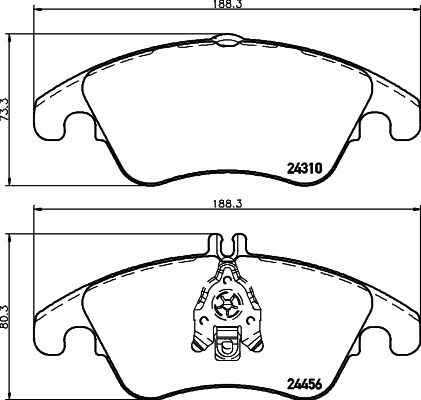 Комплект гальмівних накладок, дискове гальмо HELLA 8DB 355 012-621