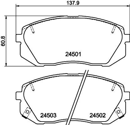 Комплект гальмівних накладок, дискове гальмо HELLA 8DB 355 012-961