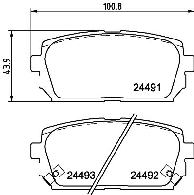 Комплект гальмівних накладок, дискове гальмо HELLA 8DB 355 012-971