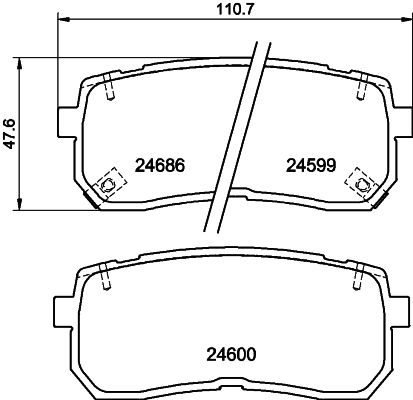 Комплект гальмівних накладок, дискове гальмо HELLA 8DB 355 013-551