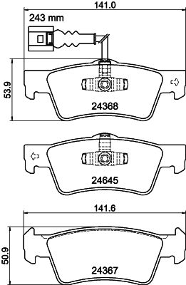 Комплект гальмівних накладок, дискове гальмо HELLA 8DB 355 013-841