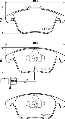 Комплект гальмівних накладок, дискове гальмо HELLA 8DB 355 013-861