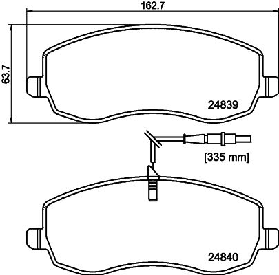 Комплект гальмівних накладок, дискове гальмо HELLA 8DB 355 013-871