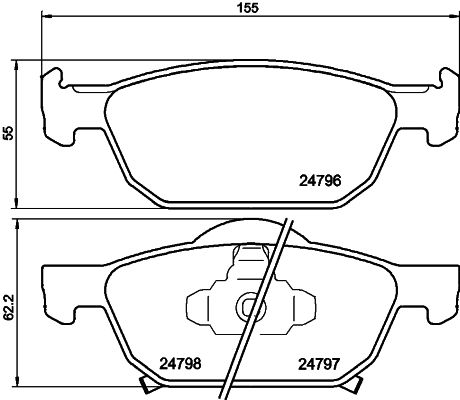 Комплект гальмівних накладок, дискове гальмо HELLA 8DB 355 013-891