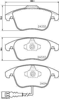 Комплект гальмівних накладок, дискове гальмо HELLA 8DB 355 014-031