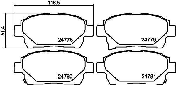 Комплект гальмівних накладок, дискове гальмо HELLA 8DB 355 014-601