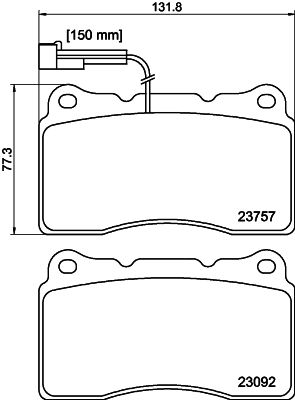 Комплект гальмівних накладок, дискове гальмо HELLA 8DB 355 014-731