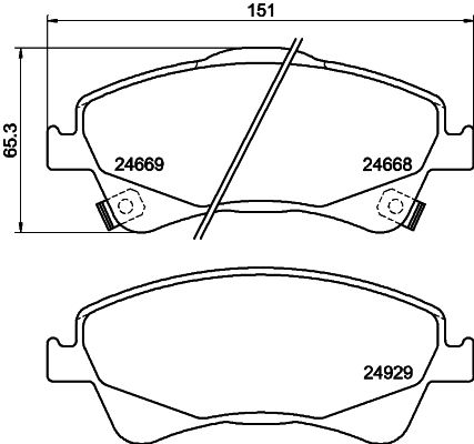 Комплект гальмівних накладок, дискове гальмо HELLA 8DB 355 014-881