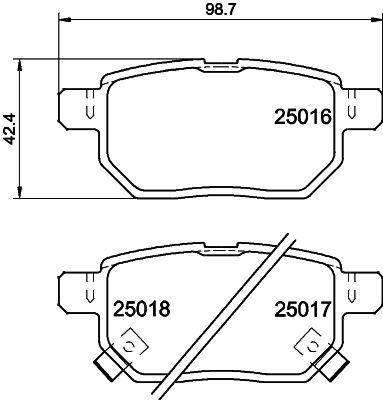 Комплект гальмівних накладок, дискове гальмо HELLA 8DB 355 014-991