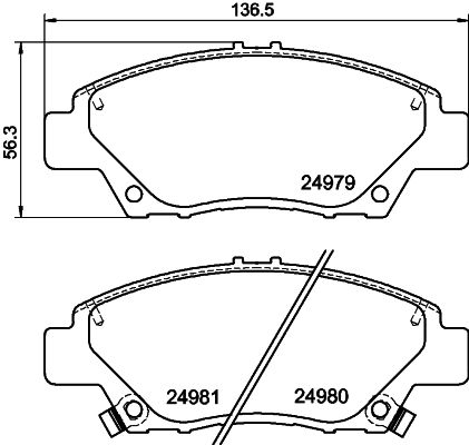 Комплект гальмівних накладок, дискове гальмо HELLA 8DB 355 015-001